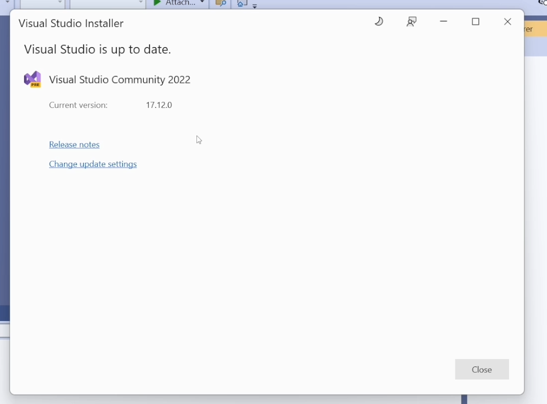 Updating Visual Studio 2022 Community edition to 17.12.0.