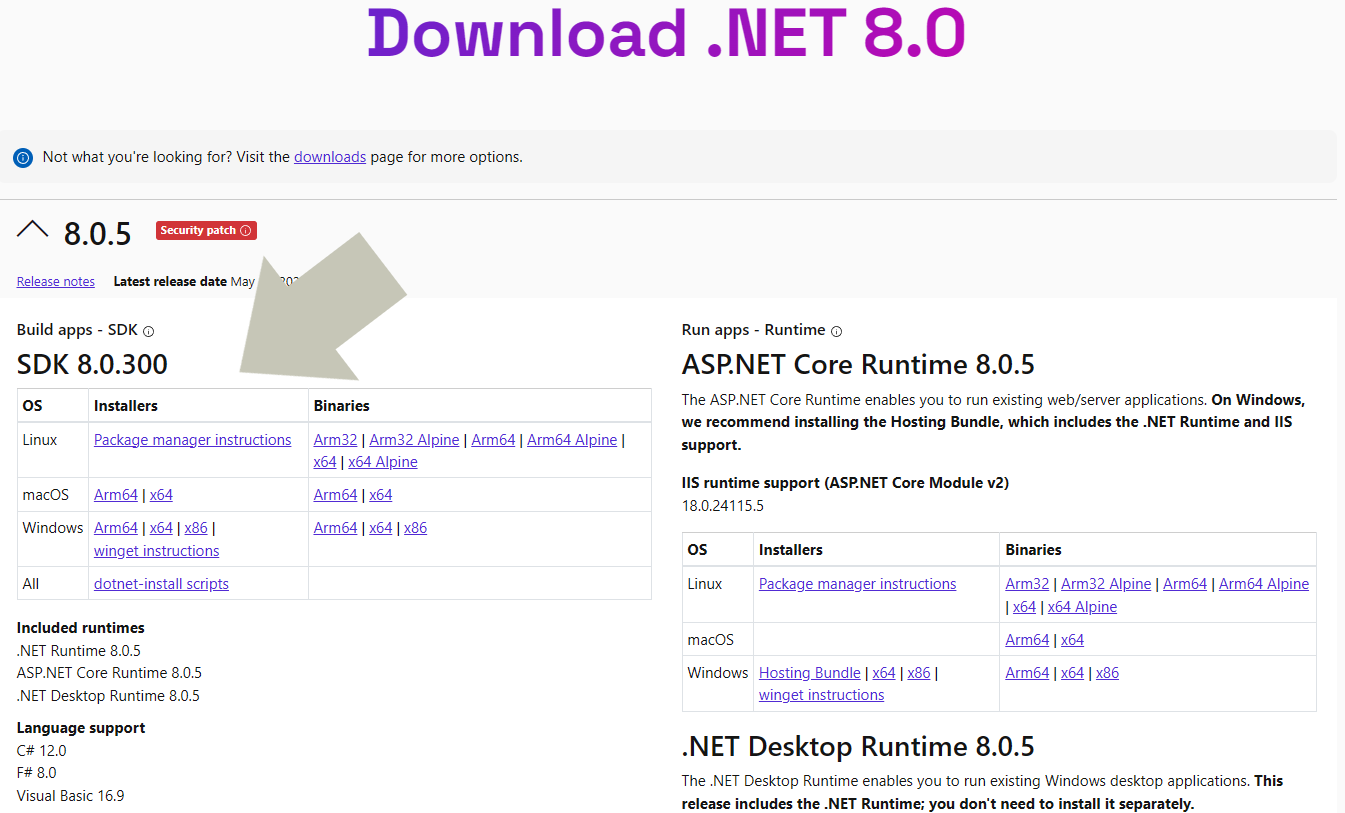 Download the .NET SDK onto your machine depending on your operating system