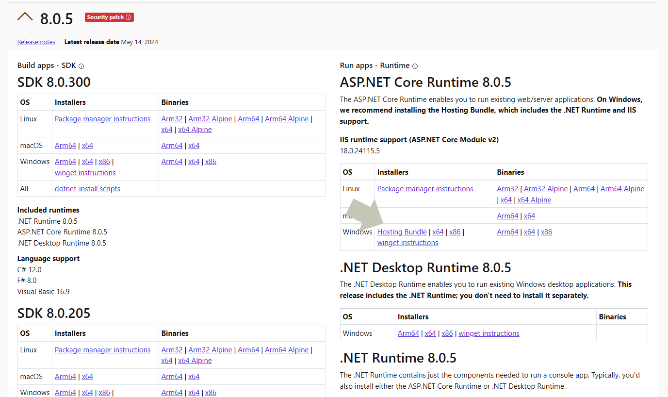 Install the .NET runtime depending on which operating system you'll using
