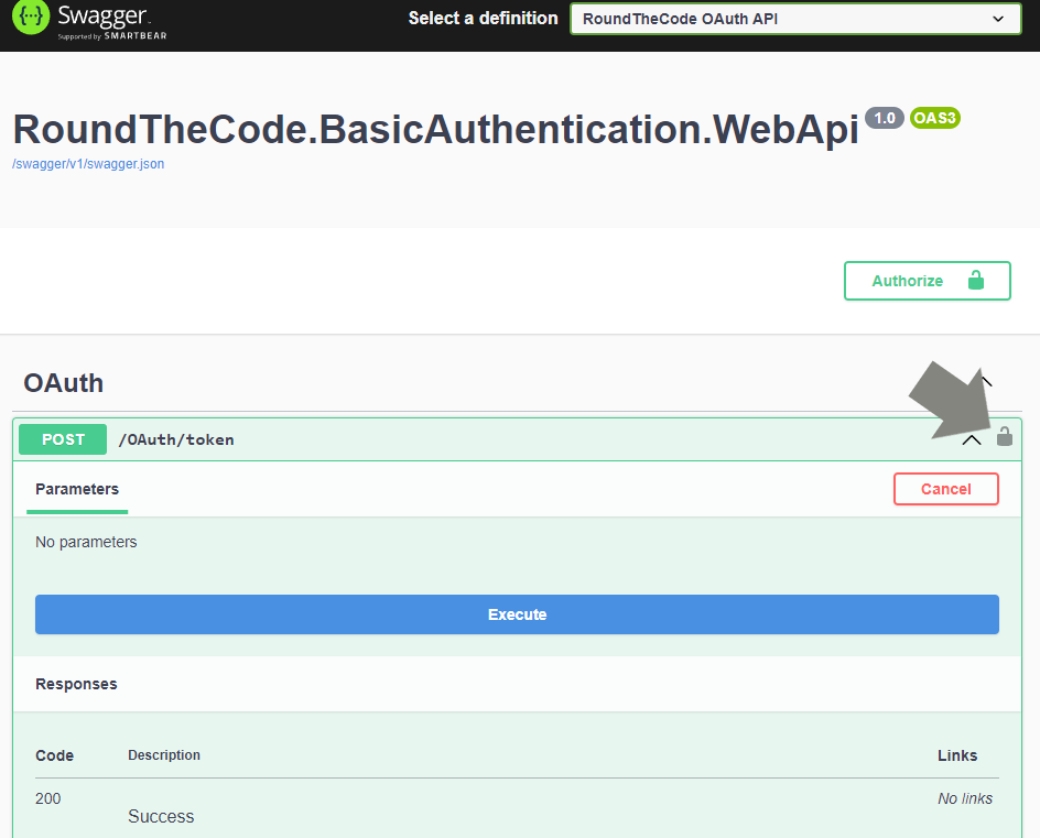 Add Basic authentication when generating a JWT in Swagger